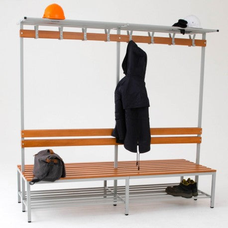 Banc double assise avec patères